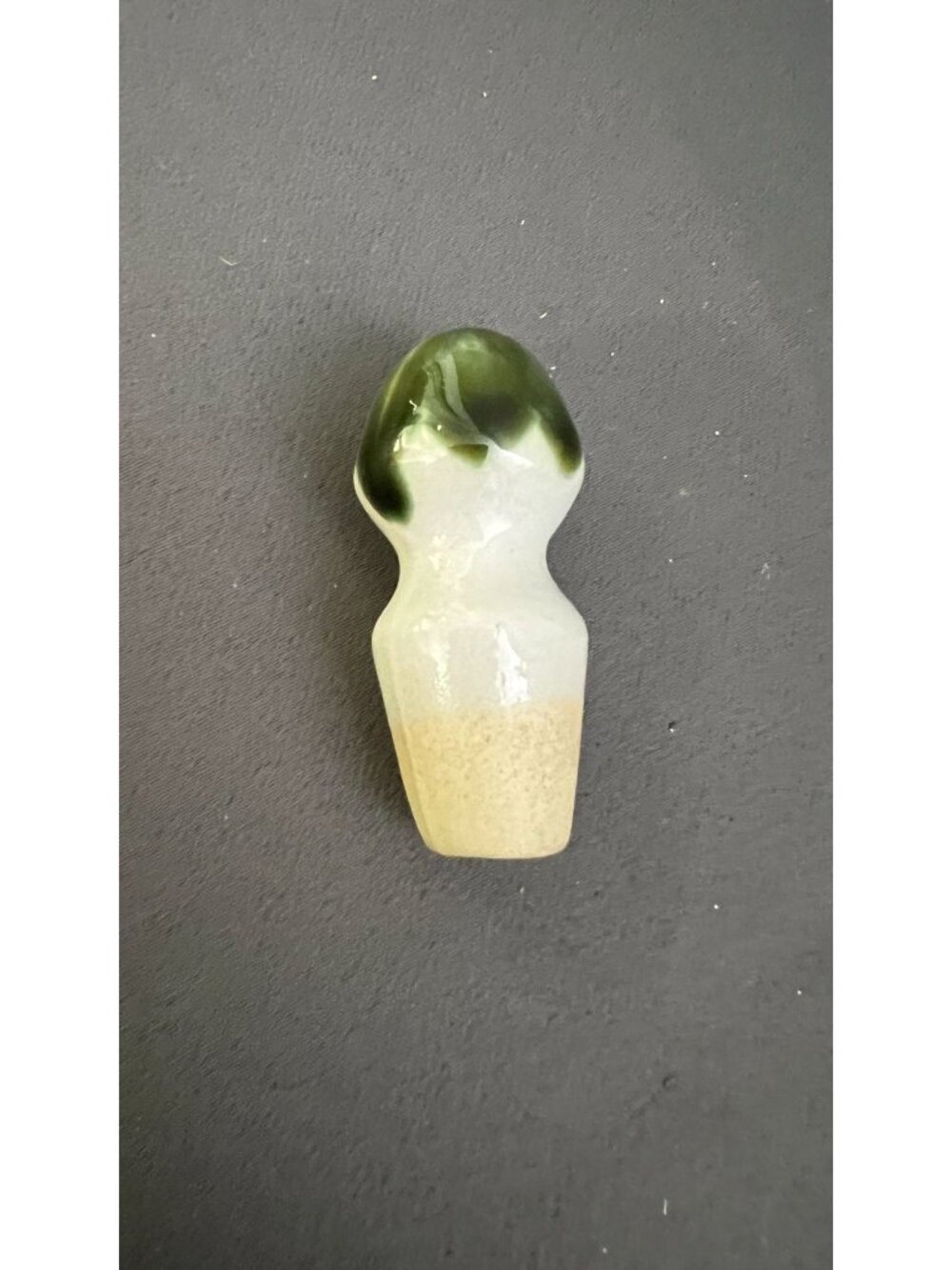 John B. Taylor Ceramic Green & Beige Glazed Bottle Stopper Tapered Handmade